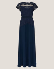 Monike Short Sleeve Lace Bridesmaid Dress, Blue (NAVY), large