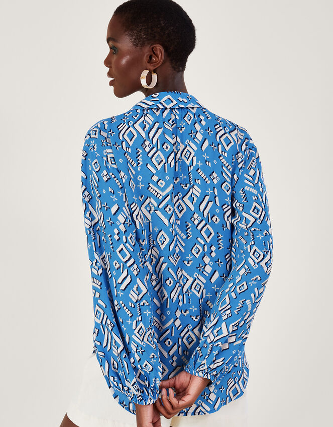Gigi Print Blouse, Blue (BLUE), large