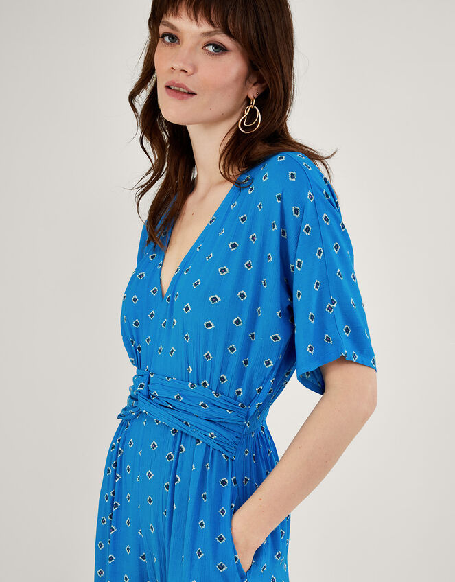 Diamond Print Jumpsuit in LENZING™ ECOVERO™, Blue (BLUE), large