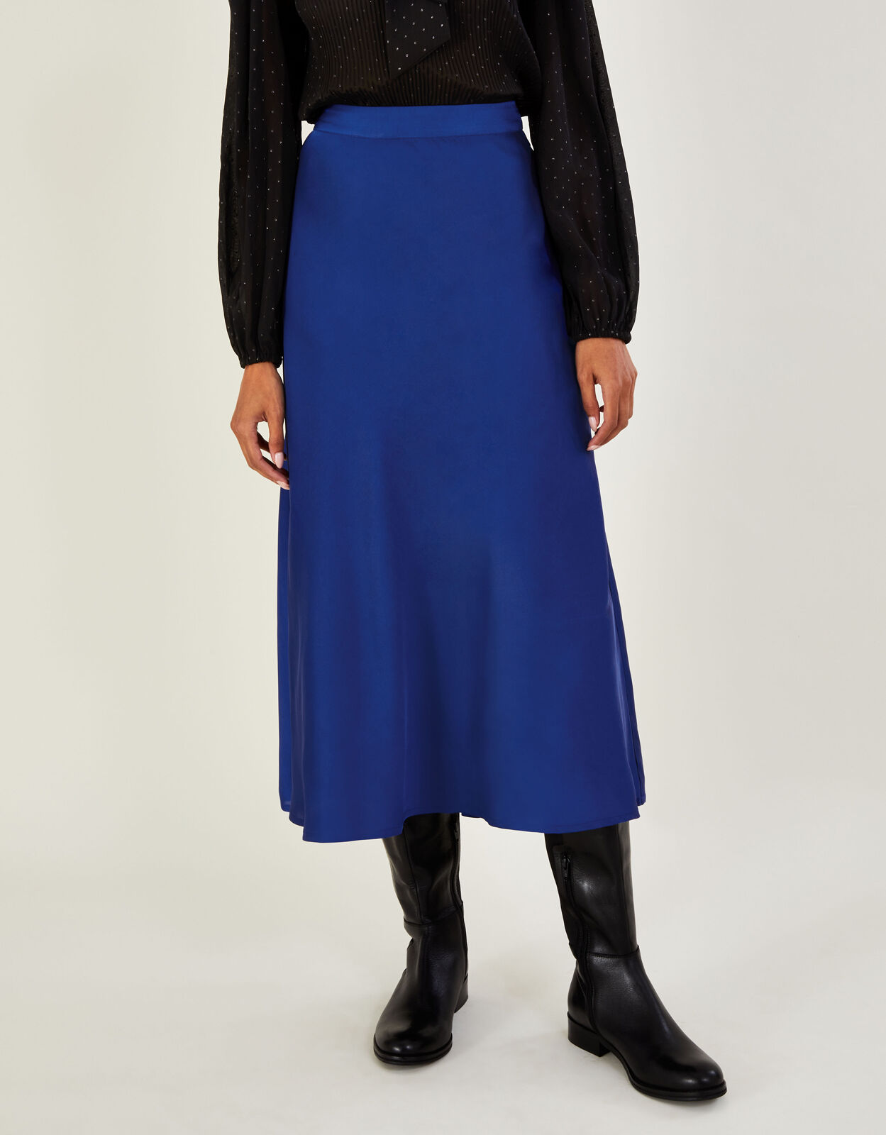 Blue satin top skirt