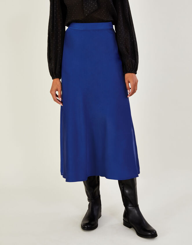 Amy Satin Skirt in Recycled Polyester, Blue (COBALT), large
