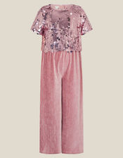 Eira Sequin Velvet Jumpsuit, Pink (PINK), large