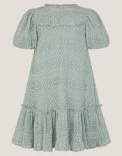 Textured Polka Dot Party Dress, Green (GREEN), large