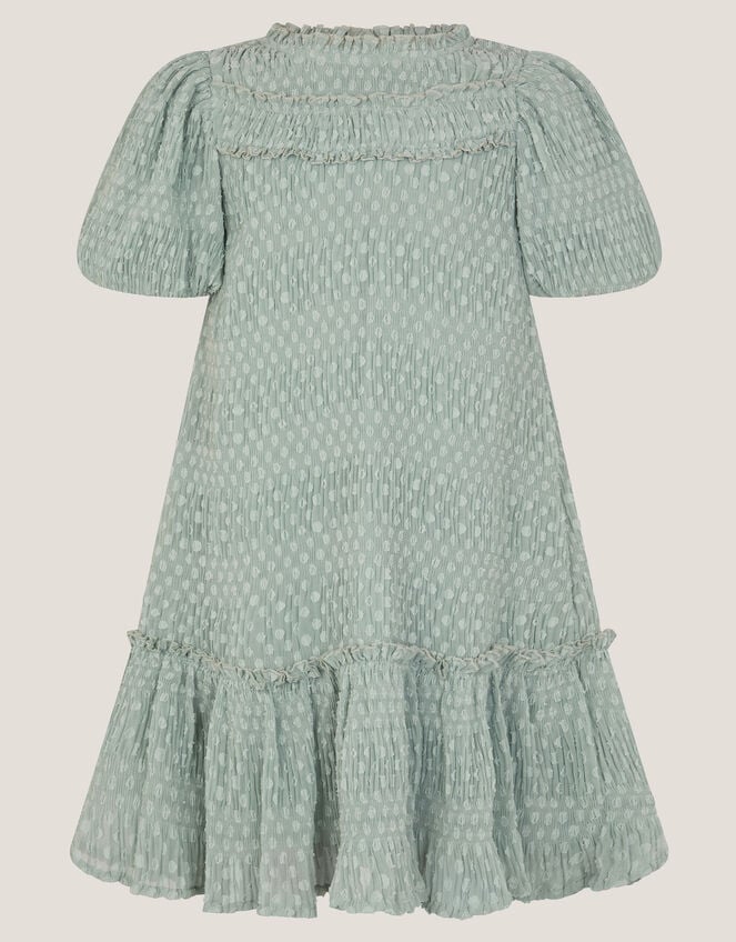 Textured Polka Dot Party Dress, Green (GREEN), large