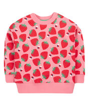 Frugi Superb Strawberry Sweatshirt, Pink (PINK), large