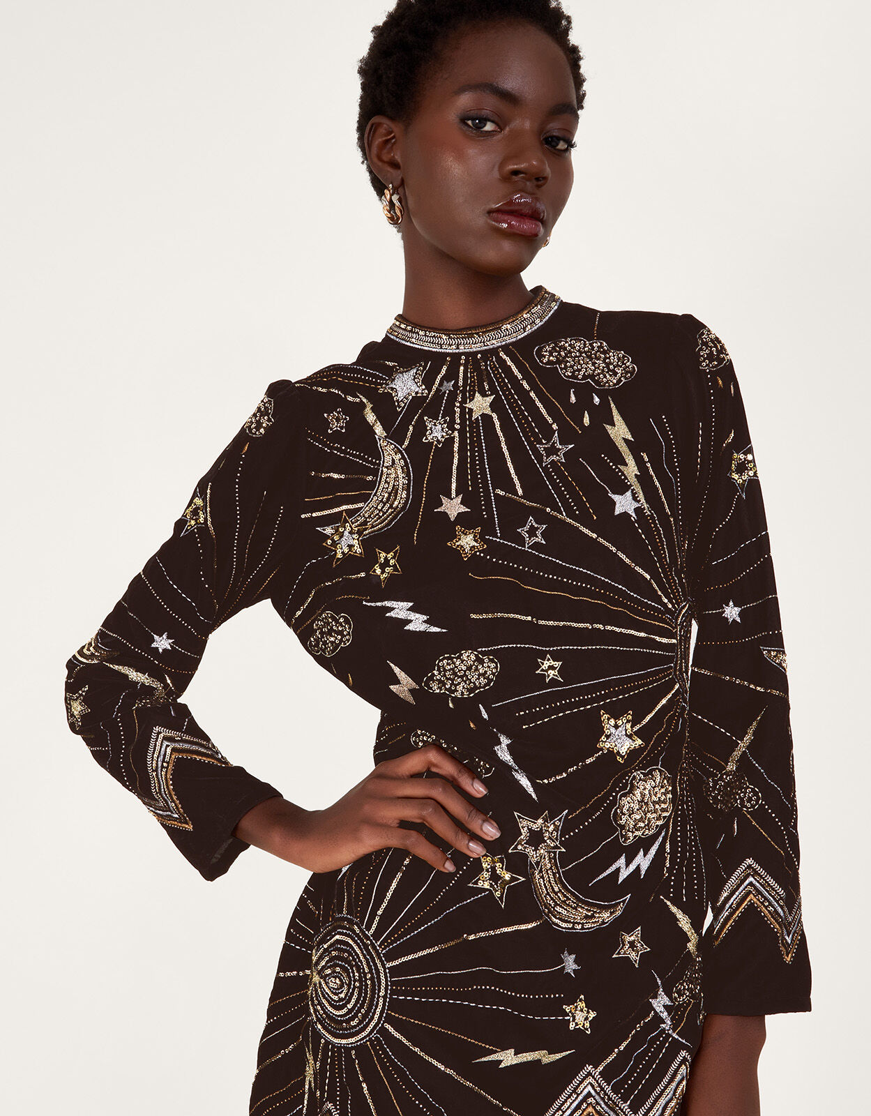 Black and 2025 gold tunic dress