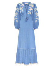 East Embroidered Long Sleeve Dress, Blue (BLUE), large