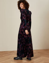 Victoria Printed Maxi Dress, Black (BLACK), large