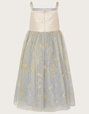 Land of Wonder Fairytale Embroidered Jacquard Dress, Gray (GREY), large