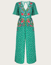 Rori Embroidered Jumpsuit, Green (GREEN), large