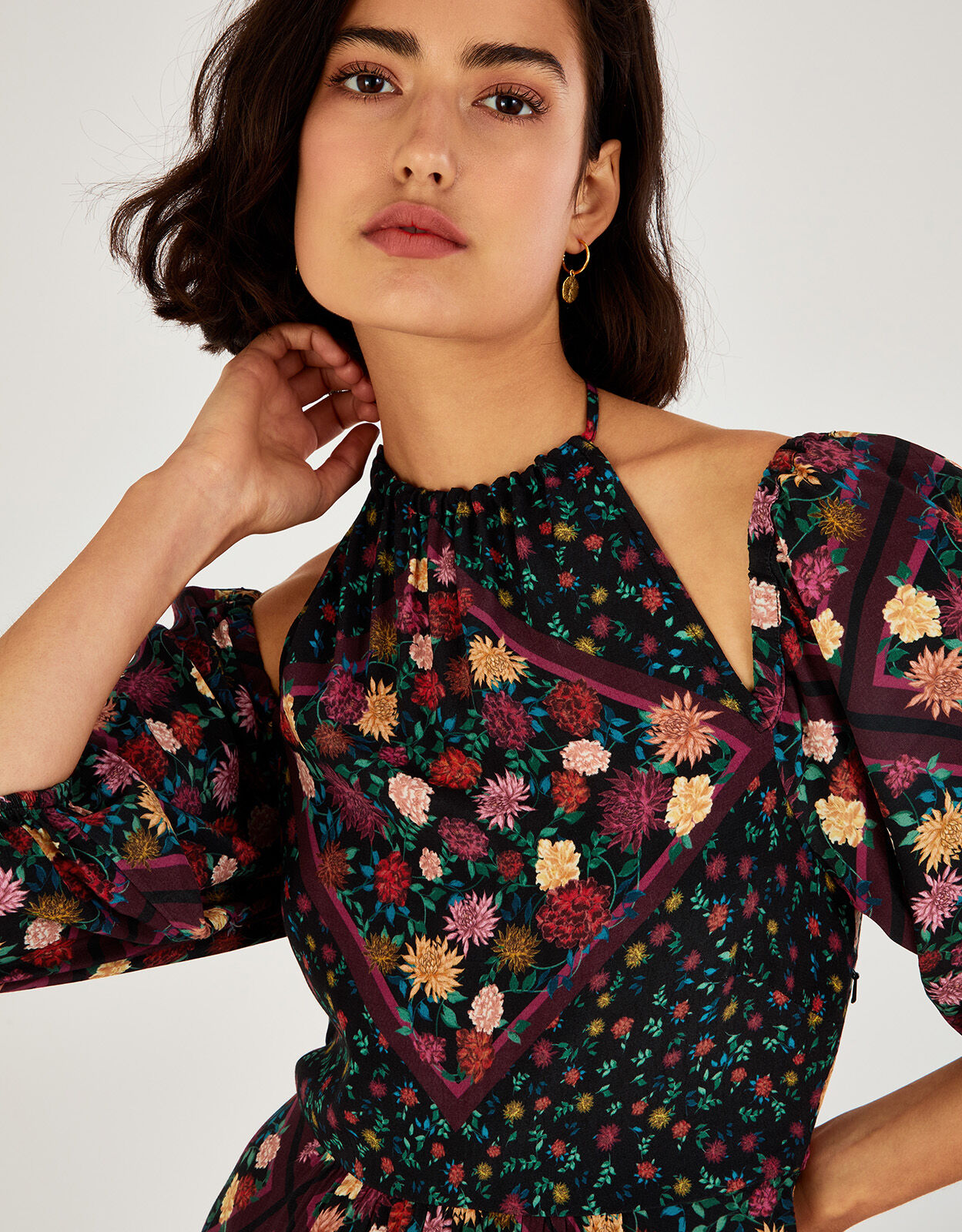 Sanvi Print Midi Dress in Sustainable Viscose Blue