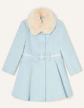 Fluffy Collar Bow Coat, Green (MINT), large