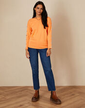 Slash Neck Popper Jumper, Orange (ORANGE), large