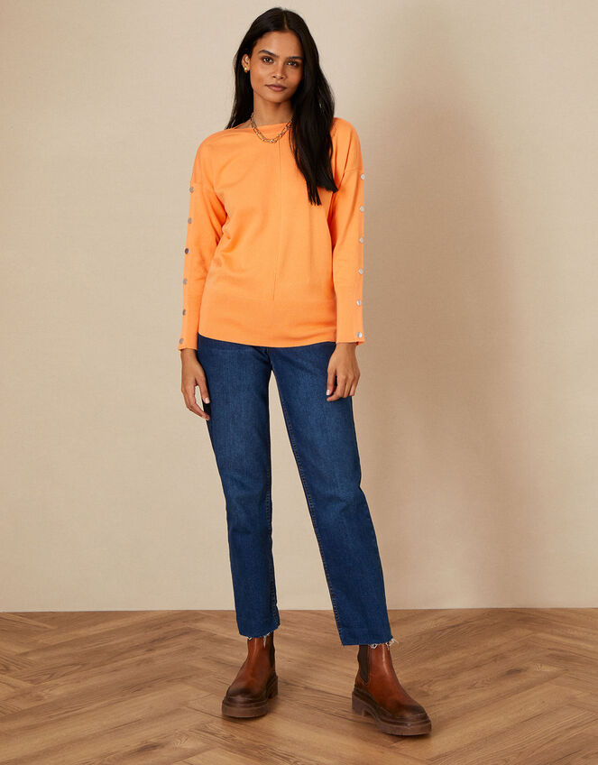 Slash Neck Popper Jumper, Orange (ORANGE), large