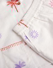 Palm Embroidered Shirt & Shorts Set, Ivory (IVORY), large