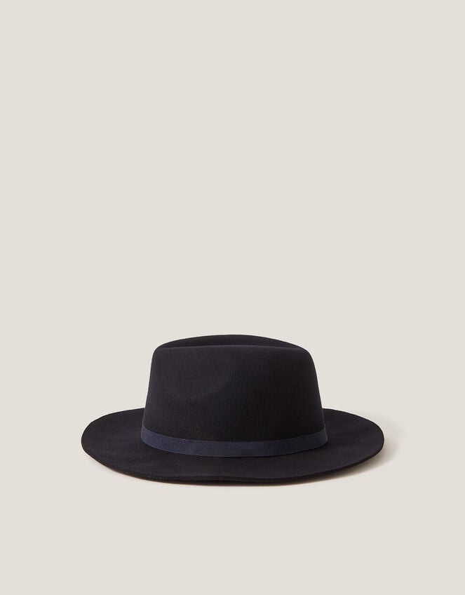 Drew Wool Fedora Hat, Blue (NAVY), large