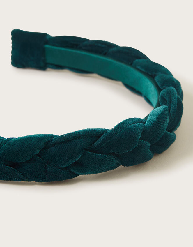 Plait Velvet Headband, Teal (TEAL), large