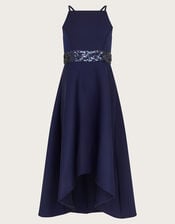 Strappy Sequin High-Low Prom Dress, Blue (NAVY), large