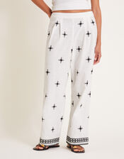 Eleanor Embroidered Trousers, Ivory (IVORY), large