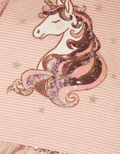Embellished Unicorn Top & Disco Skirt Set, Gold (GOLD), large