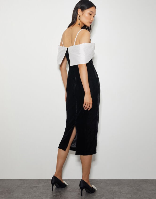 Louisa Velvet Bandeau Midi Dress, Black (BLACK), large