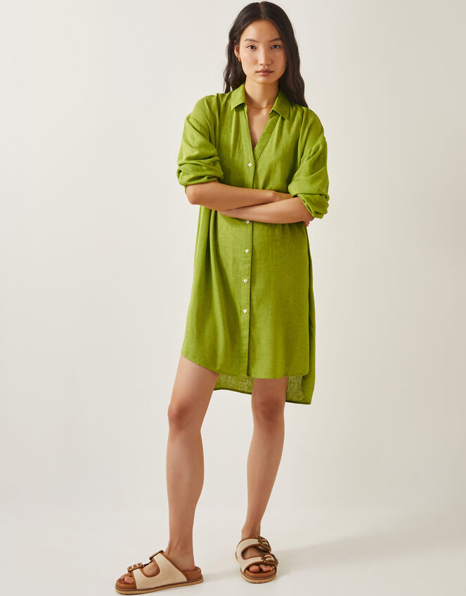 Esme Beach Shirt Dress, Green (GREEN), large