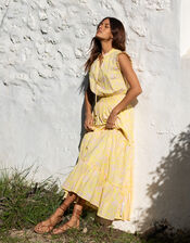 La Galeria Elefante Floral Print Midi Dress, Yellow (YELLOW), large