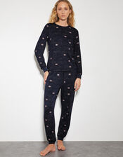 Stormi Star Print Long Pyjamas Set, Blue (NAVY), large