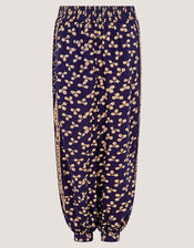 Clover Print Harem Pants, Blue (NAVY), large
