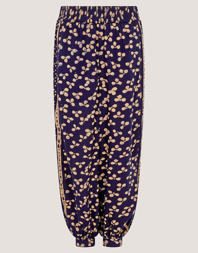 Clover Print Harem Pants, Blue (NAVY), large