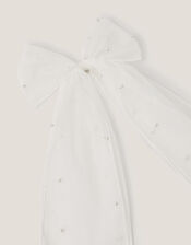 Pearl Bow Hair Clip, , large