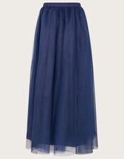 Sequin Top and Tulle Maxi Skirt Prom Set, Blue (NAVY), large