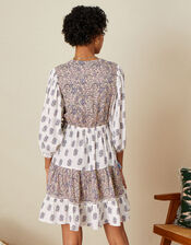 Heritage Print Fit and Flare Dress, Blue (BLUE), large