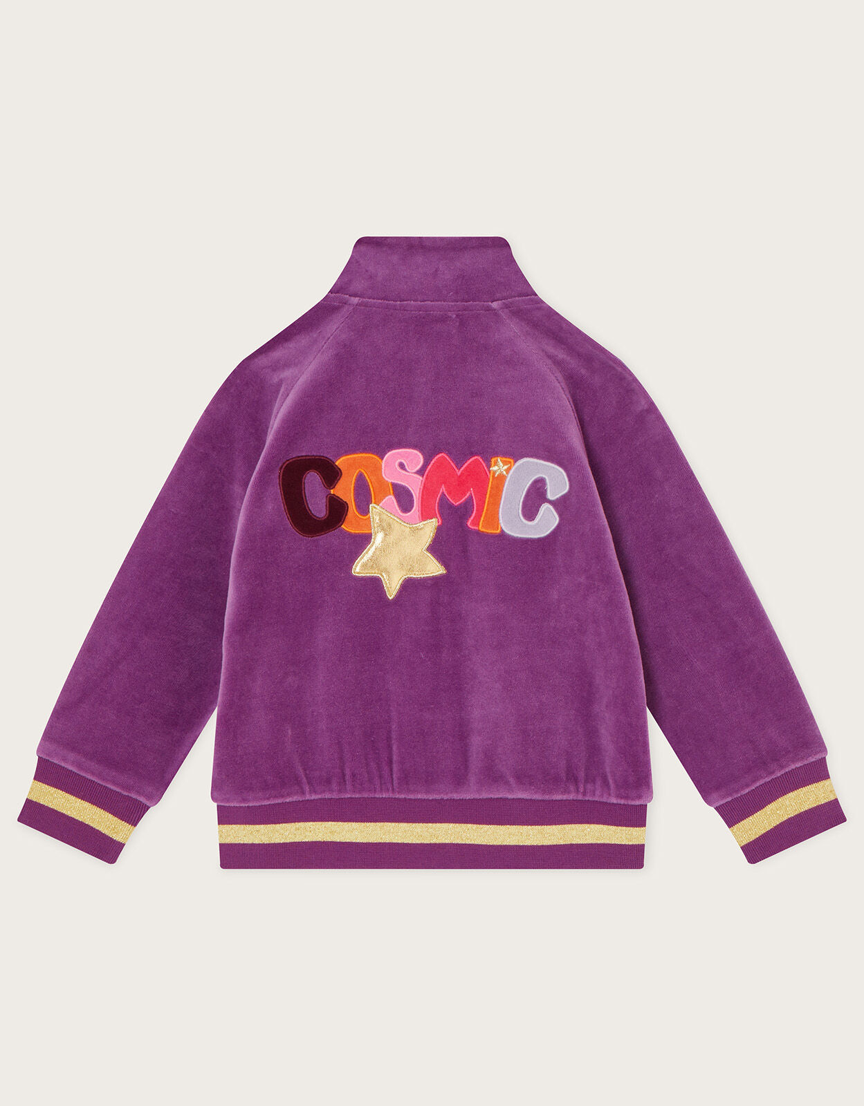 Cosmic Velour Zip Bomber Jacket Purple Girls Coats Jackets Monsoon Global