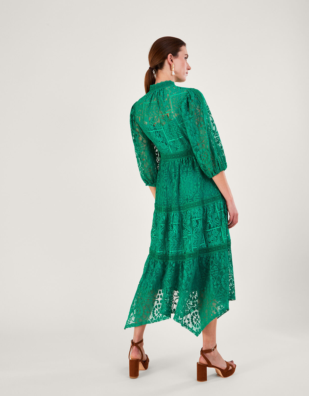 Monsoon green lace dress top