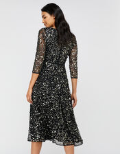  Amber Heart Sequin Midi Dress, Black (BLACK), large