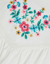 Long Sleeve Floral Embroidered Top, Cream (CREAM), large