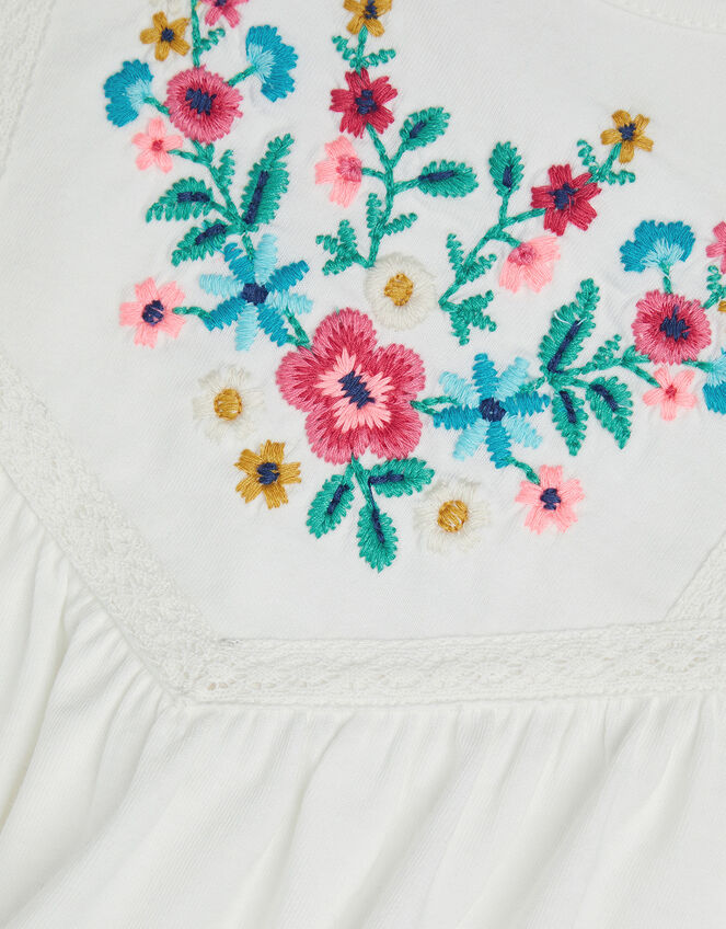 Long Sleeve Floral Embroidered Top, Cream (CREAM), large