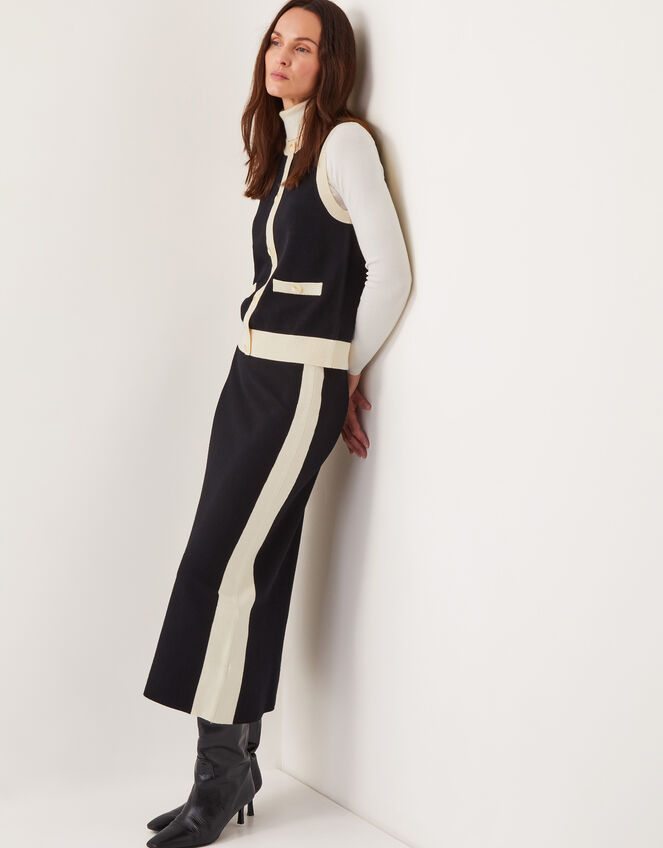 Narla Side Stripe Knit Midi Skirt, Black (BLACK), large