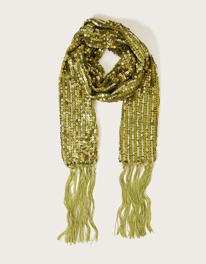 Sequin Skinny Scarf, , large