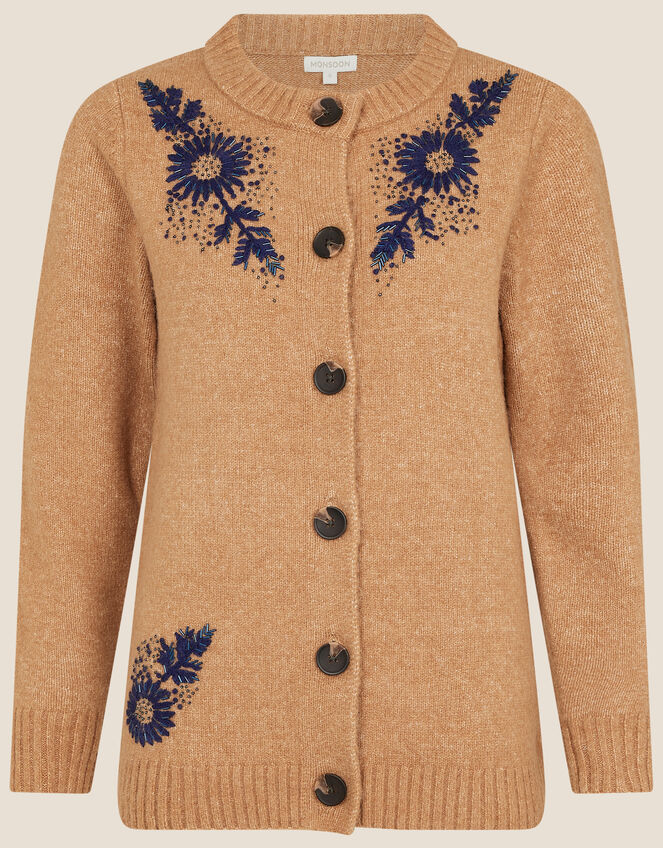 Embroidered Cardigan, Yellow (OCHRE), large