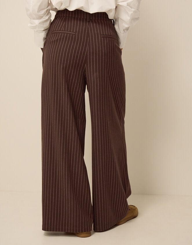Jen Pinstripe Wide Leg Trousers, Brown (CHOCOLATE), large