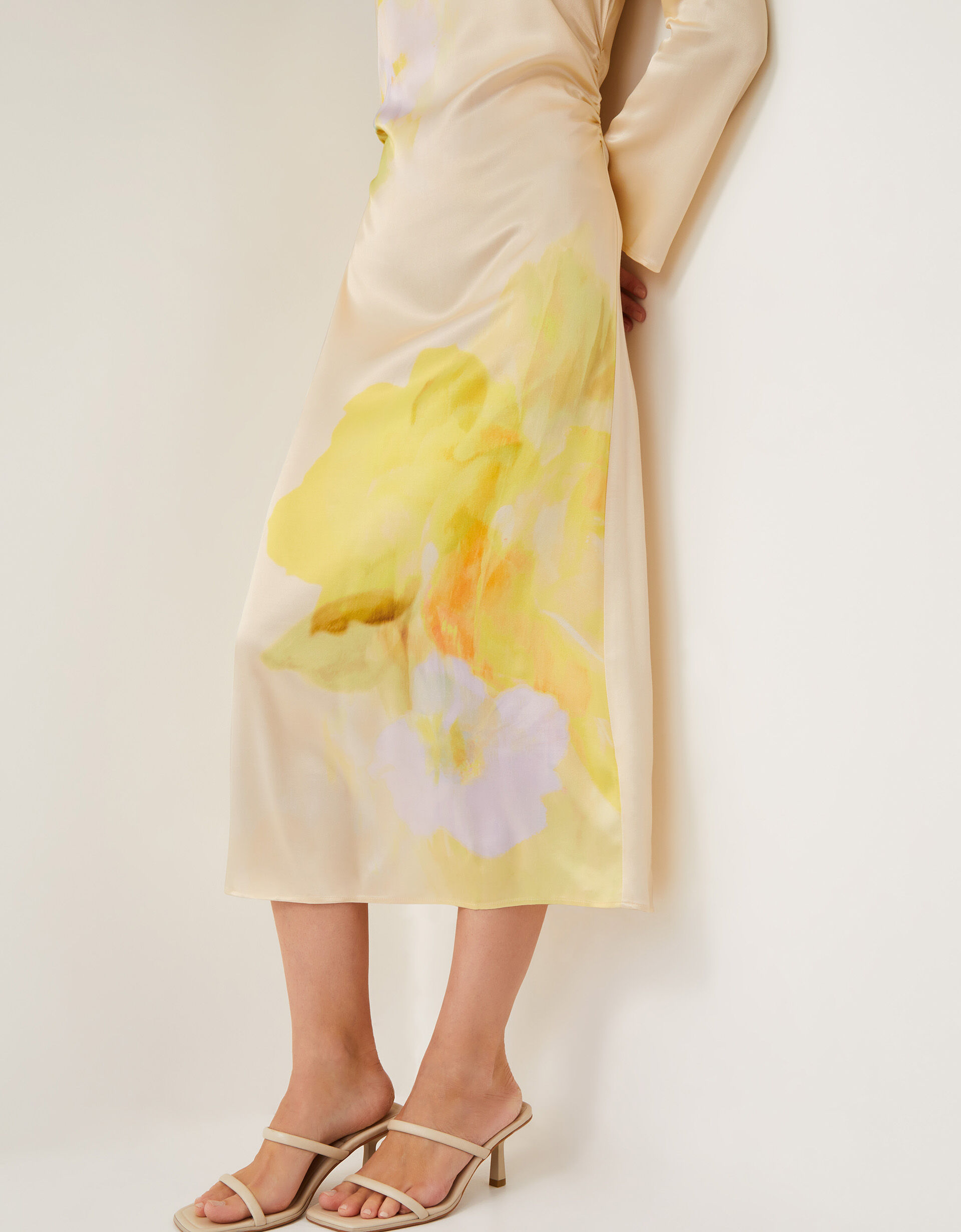 Moccasin Yellow Modernist Floral Midi Dress