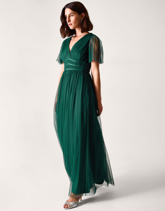 Emily Short Sleeve Tulle Bridesmaid Dress Green | Evening Dresses | Monsoon  Global.