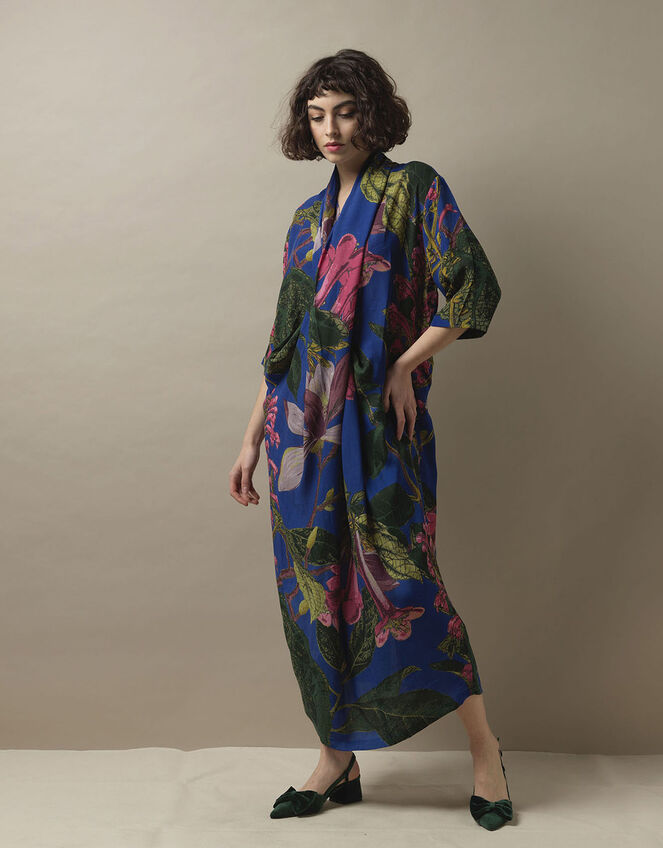 One Hundred Stars Magnolia Print Rachel Dress, Purple (PURPLE), large