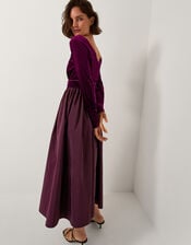 Vita Velvet Midi Dress, Purple (AUBERGINE), large