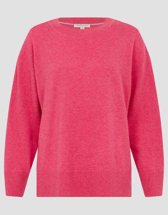 Cindy Cashmere Crewneck Sweater, Pink (PINK), large