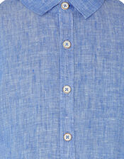Luke Linen Short Sleeve Shirt, Blue (BLUE), large