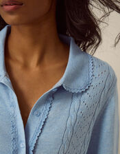 Carey Cable Knit Cardigan, Blue (PALE BLUE), large