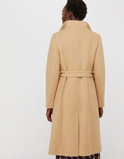 Rita Wrap Collar Long Coat , Camel (CAMEL), large